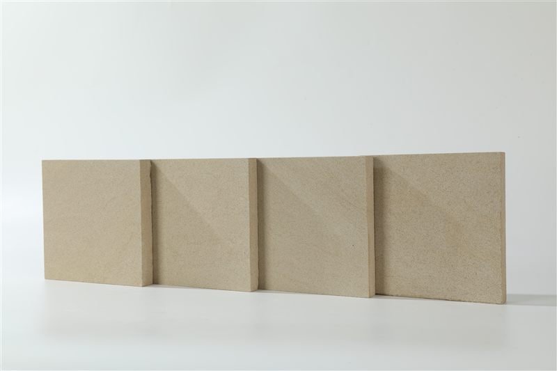 Light beige smooth ashlar tiles shown in closer detail