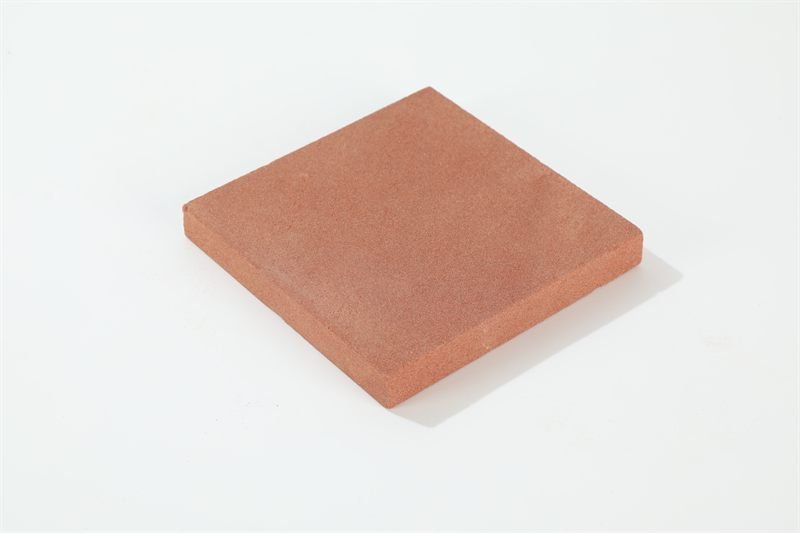 Red sandstone tiles shown in closer detail