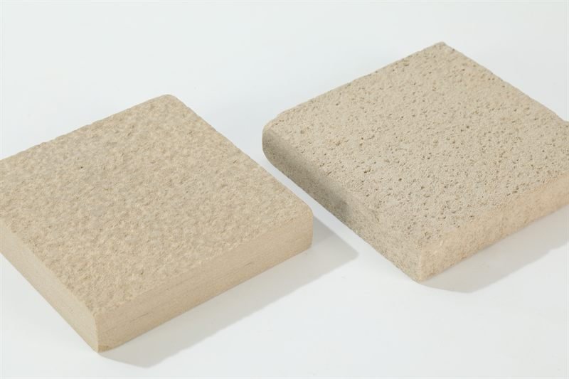 Additional view of beige sandstone tiles — textured