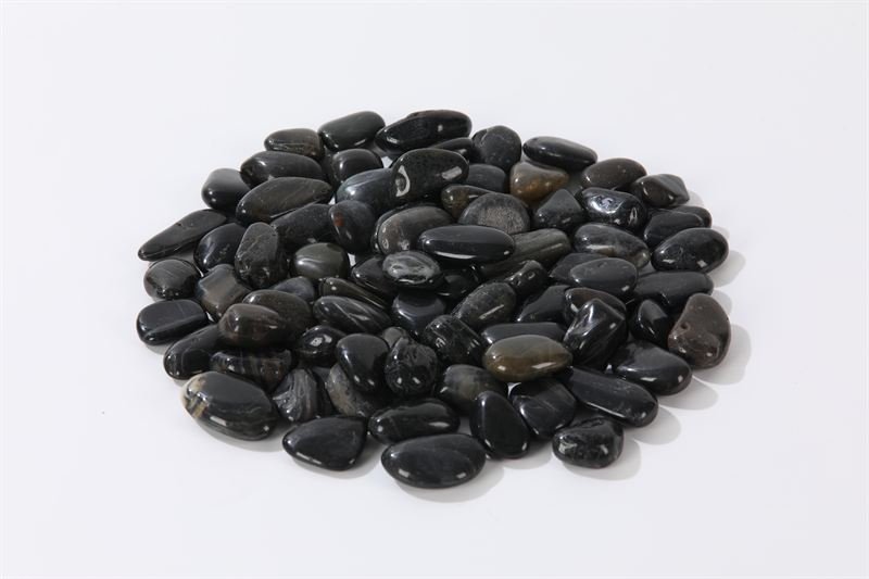 Natural Black Polished Pebbles with a high polish finish