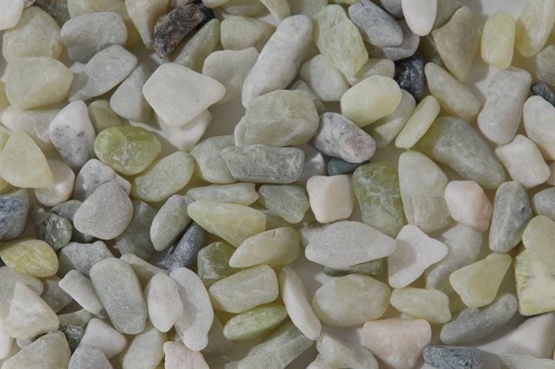 Pale jade pebbles in 10–15mm shown from another angle