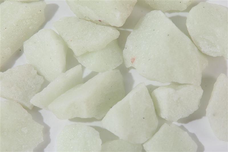 Luminous white jade chips in 10–25mm shown from another angle