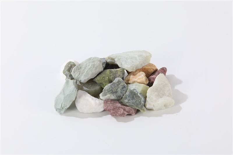 Mixed jade rock in 35–65mm showing natural shape variation