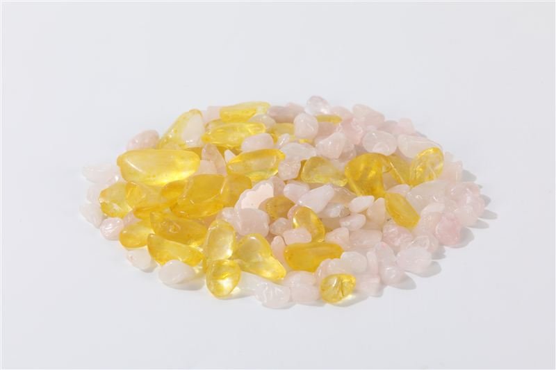 Additional view of yellow & rose glass mix