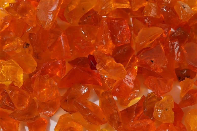 Amber crushed glass showing surface texture