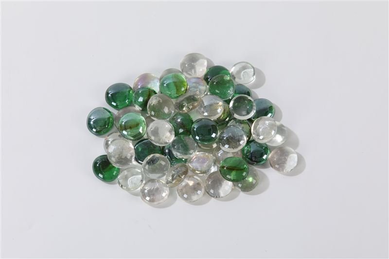 Additional view of green & clear glass gems