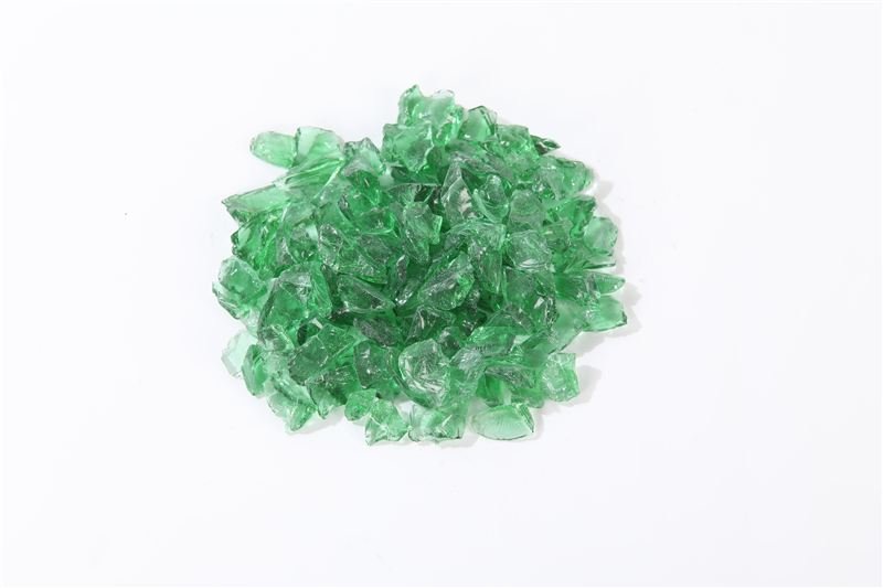 Green crushed glass shown in closer detail