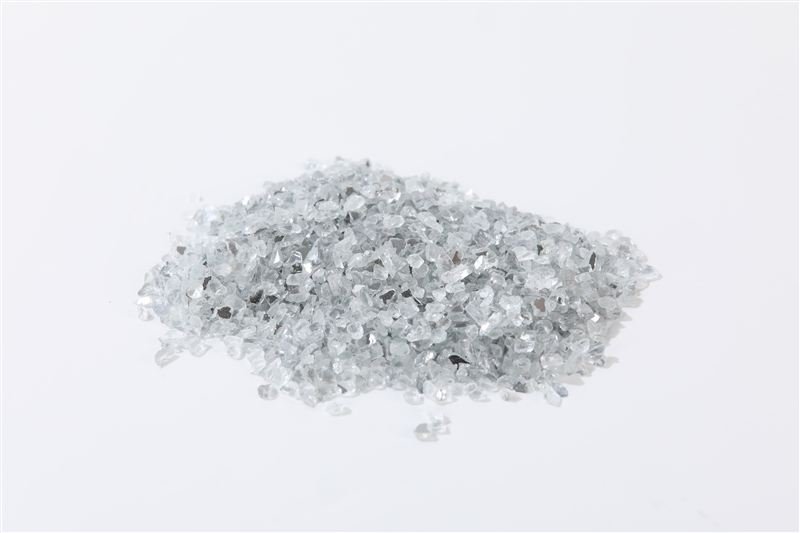 Silver crushed glass shown in closer detail