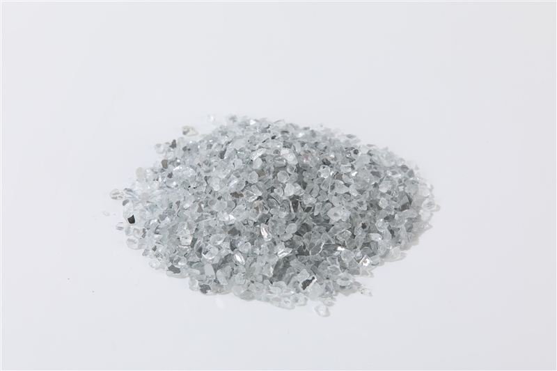 Silver Crushed Glass with a mirror finish