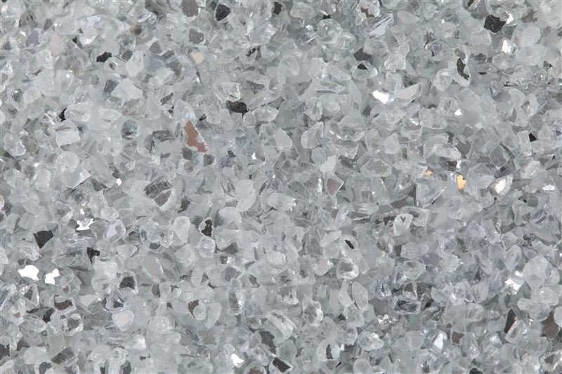 Silver crushed glass showing surface texture