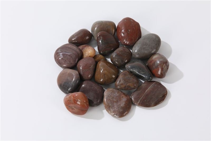 Dark natural mixed high polished pebbles shown in closer detail