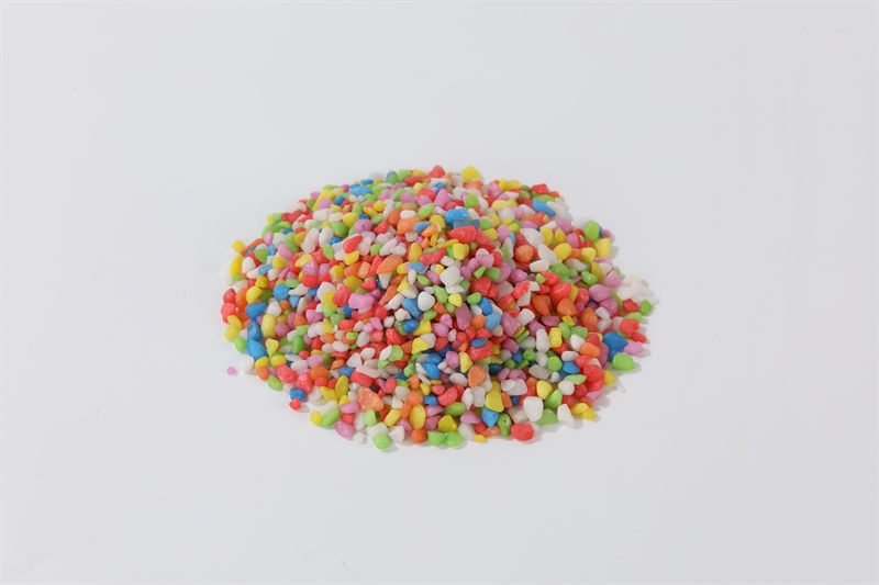 Close-up of dyed coloured gravel in 5–10mm