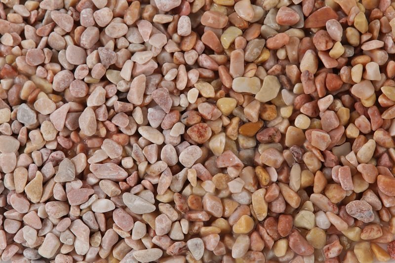 Further detail of light pink rounded gravel in 5–10mm