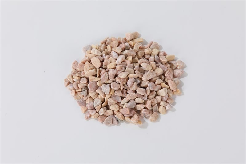 Light pink rounded gravel in 6–12mm showing natural shape variation