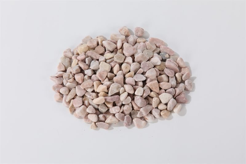 Light pink rounded gravel in 10–20mm showing natural shape variation