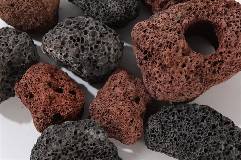 Red & grey volcanic rock in 40–70mm showing natural shape variation