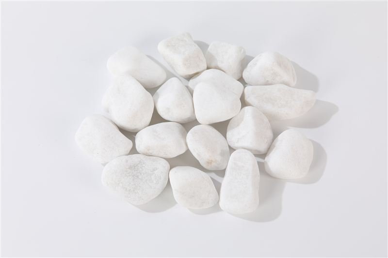 Snow White Pebbles with a without polish finish