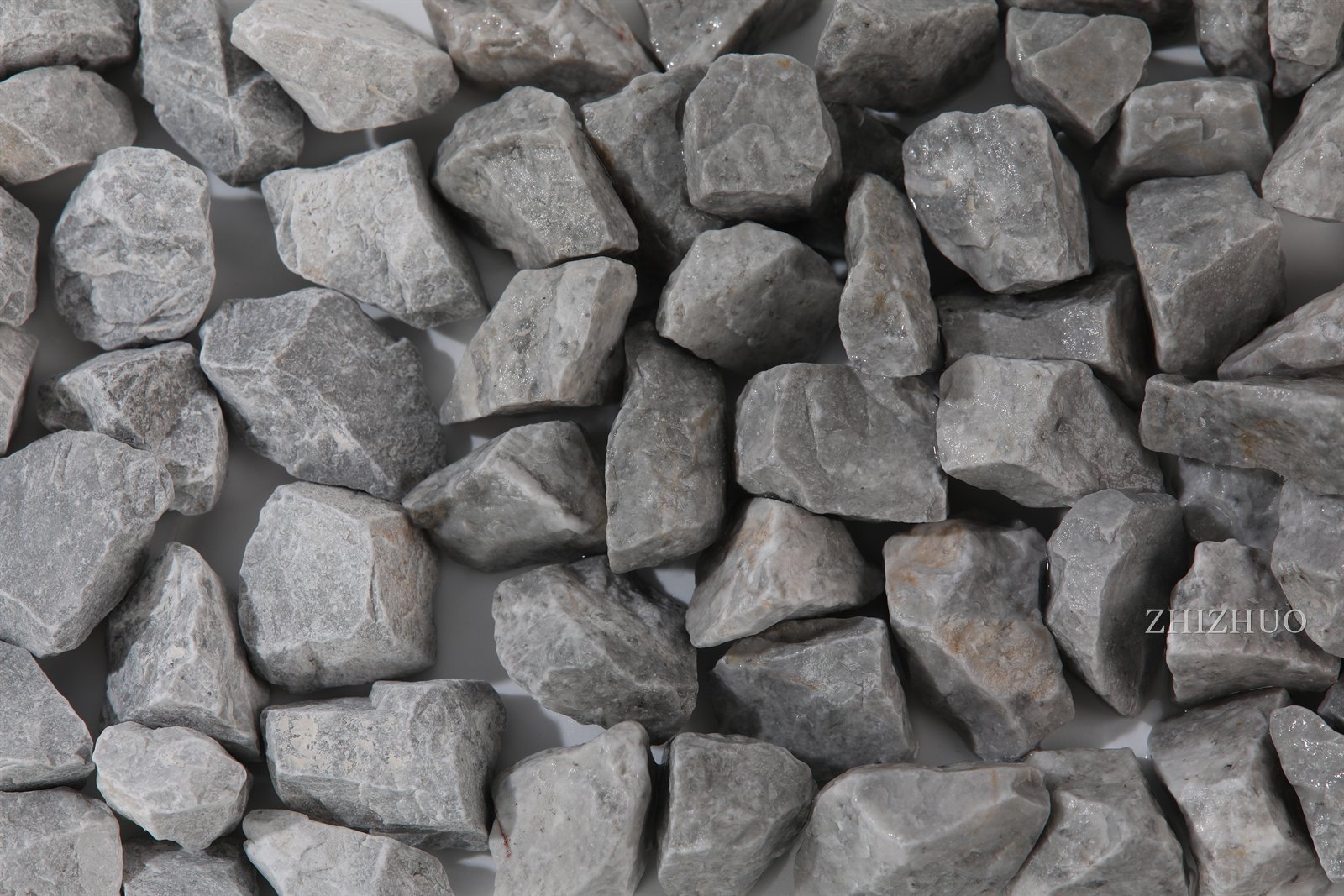 Light grey crushed gravel, close-up