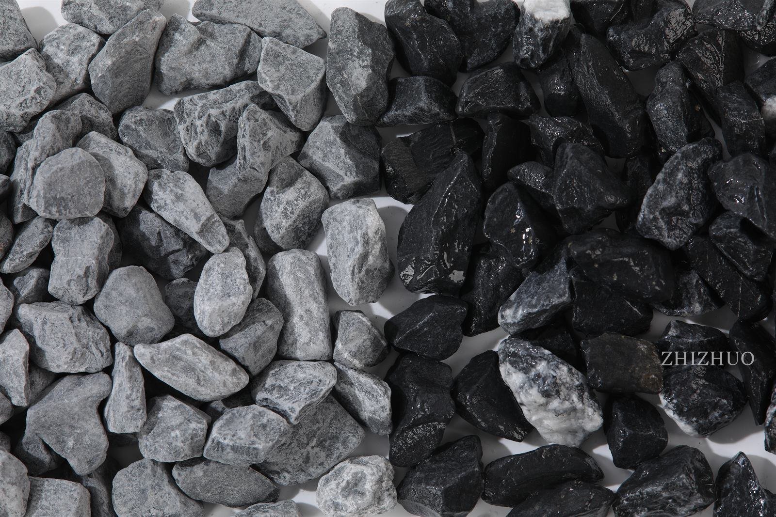 Grey and black two-tone crushed stone, macro